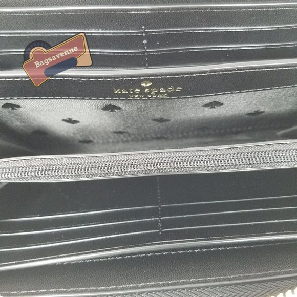 MEOW CAT LARGE CONTINENTAL WALLET WLR00593 NWT $239 BLACK WHITE KATE SPADE - Picture 5 of 6